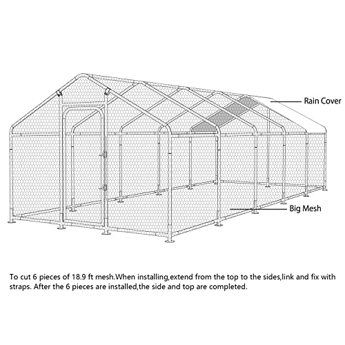 JOVNO Large Metal Chicken Coop Cage Walk-in Enclosure Poultry Hen Run House Playpen Exercise Pen Outdoor Yard Poultry Pet Hutch with Weather Proof Cover (29.5 x 9.9 x 6.57 FT)