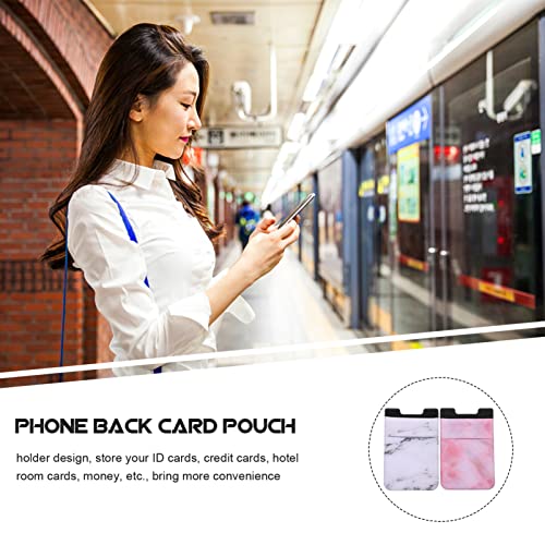 Hemobllo 2Pcs Mobile Phone Card case Cellphone Back Wallet Bag Phone Holder Stick on Stick on Cell Phone Wallet Phone Cards Cases Wallet Purses Sticky Phone Lycra Pocket Bracket Sticker