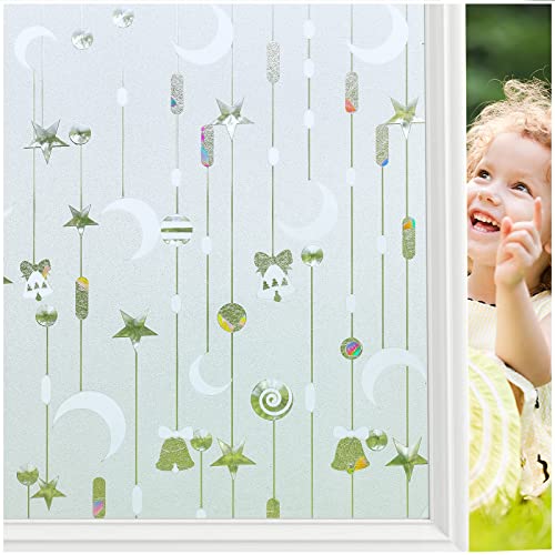 Viseeko Window Privacy Film: Decorative Window Film UV Blocking Removable Frosted Window Sticker Bell Pattern for Children Room 17.5 * 78.7 inches …