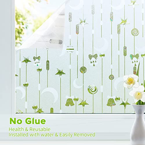 Viseeko Window Privacy Film: Decorative Window Film UV Blocking Removable Frosted Window Sticker Bell Pattern for Children Room 17.5 * 78.7 inches …