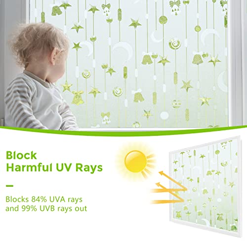 Viseeko Window Privacy Film: Decorative Window Film UV Blocking Removable Frosted Window Sticker Bell Pattern for Children Room 17.5 * 78.7 inches …