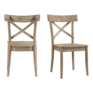 bowery hill 19'' transitional wood x-back side chair in natural (set of 2)