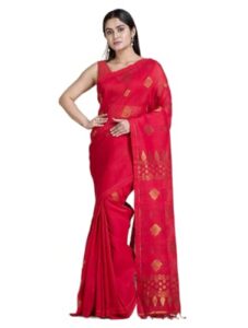 women's handloom linen jamdani saree handwoven soft saree with blouse piece traditional sari muslin jamdani saree for wedding, party, anniversary, ethnic wear gift for her by oishanisareeghor.