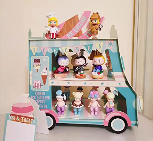 Pobbaami 3 Tier Cupcake Stand Ice Cream Truck Van Cake Stand Display Decor Cars Cupcake Stand Paper Holder for Theme Birthday Party Cart Table Centerpiece Decorations Kids Baby Shower Favors Supplies