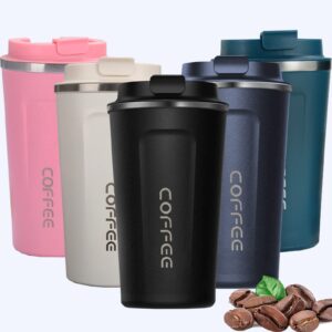 ccfengup 17oz travel mug, 510ml insulated coffee mug spill, stainless steel vacuum tumbler, big water bottle with lid, double wall leak-proof thermos for keep hot/ice coffee,tea, black