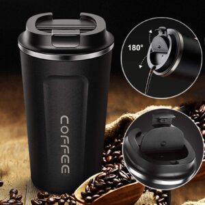 CCFENGUP 17oz Travel Mug, 510ml Insulated Coffee Mug Spill, Stainless Steel Vacuum Tumbler, Big Water Bottle with Lid, Double Wall Leak-Proof Thermos for Keep Hot/Ice Coffee,Tea, Black