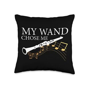 musician woodwind instrument clarinet my wand chose me clarinet throw pillow, 16x16, multicolor