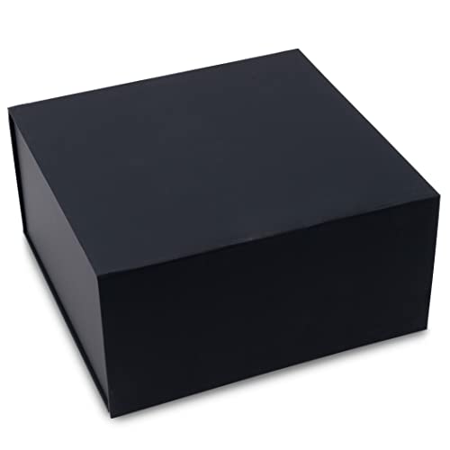 Magnetic Gift Box - 10x10x5 Inch 15 Pack Black Collapsible Boxes with Magnetic Lid Closure Luxury Packaging for Boutiques, Small Business, Apparel, Retail, Bridesmaid, Parties, Presentations, Bulk