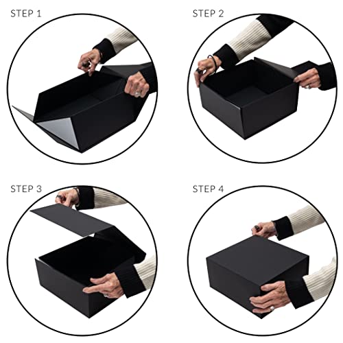 Magnetic Gift Box - 10x10x5 Inch 15 Pack Black Collapsible Boxes with Magnetic Lid Closure Luxury Packaging for Boutiques, Small Business, Apparel, Retail, Bridesmaid, Parties, Presentations, Bulk