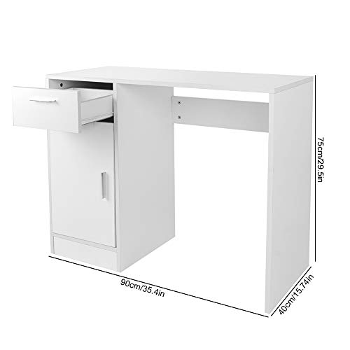 TOPINCN Computer Desk, 1 Drawer 1 Door Compact Computer PC Laptop Desk Home Laptop Notebook Computer Desk Modern Simple Style Office Desks Workstations Gaming Desk for Home Office Bedroom(White)