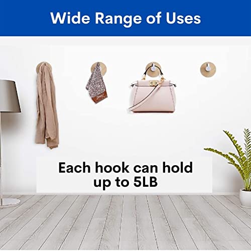 Towel Hooks, Strong & Sturdy, Modern 304 Stainless Steel and Bamboo Robe Hooks, Waterproof Adhesive Hooks for Hanging Towels, Jackets, Keys, Robes, etc. in The Home, Kitchen, Bathroom (4-Pack)