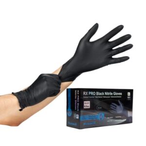 exam grade black nitrile 6 mil powder free gloves - 100 count, disposable cleaning, cooking, medical and surgical gloves