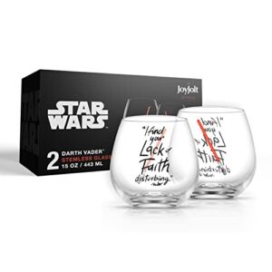 JoyJolt Star Wars Darth Vader Lightsaber Stemless Drinking Glass - 15 oz - Set of 2