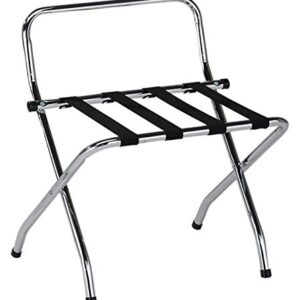 KB Designs - Folding Suitcase Luggage Rack with Support Bar, Chrome