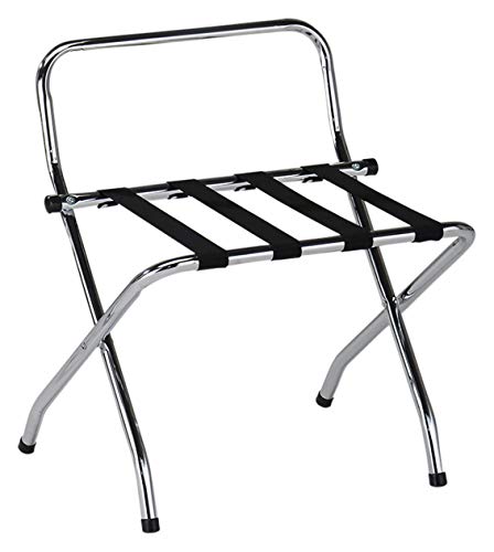 KB Designs - Folding Suitcase Luggage Rack with Support Bar, Chrome