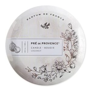 pre de provence heritage home fragrance collection three wick candle tins, 10.5 oz, coconut