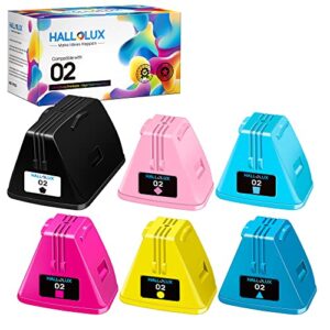 hallolux 02 ink cartridge replacement for hp 02 ink cartridge to compatible with photosmart 8250 c6180 c6280 c7200 c7250 c7280 c8180 d7360 d7460 printers (6-pack)