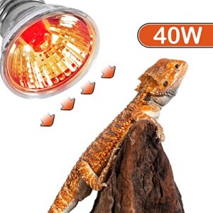 OIIBO Mini Reptile Heat Lamp, 40W Infrared Heat Spot Lamps with 4 Inch Deep Dome Reptile Light Fixture, Red Heat Light for Bearded Dragon Snake Reptiles Amphibians Small Animals