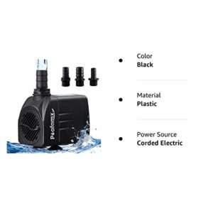 Poafamx 550GPH Submersible Pump 30W Ultra Quiet Aquarium Water Pump with 7.2ft High Lift Fountain Pump 3 Nozzles for Pond Hydroponics Statuary Fish Tanks