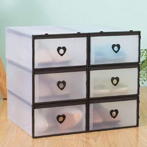 Futchoy Clear Drawer Shoe Box 10/20/24 Pcs Foldable Shoe Storage Case Box for Storage Room Bedroom Black Round Hole/Black Heart (Black heart 24)