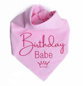 dog birthday bandana for large dog – 23 x 23 in, large, embroidered birthday girl dog bandana for dogs with stitched edges & cotton drawstring bag – dog birthday gifts & dog clothes by kendall wags