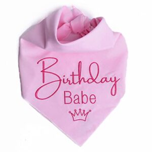 Dog Birthday Bandana for Large Dog – 23 x 23 in, Large, Embroidered Birthday Girl Dog Bandana for Dogs with Stitched Edges & Cotton Drawstring Bag – Dog Birthday Gifts & Dog Clothes by Kendall Wags