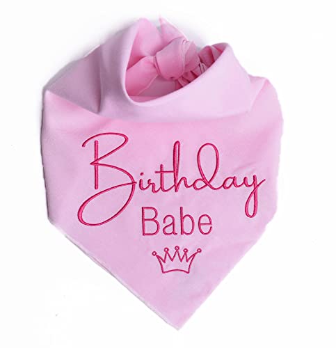 Dog Birthday Bandana for Large Dog – 23 x 23 in, Large, Embroidered Birthday Girl Dog Bandana for Dogs with Stitched Edges & Cotton Drawstring Bag – Dog Birthday Gifts & Dog Clothes by Kendall Wags