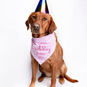 Dog Birthday Bandana for Large Dog – 23 x 23 in, Large, Embroidered Birthday Girl Dog Bandana for Dogs with Stitched Edges & Cotton Drawstring Bag – Dog Birthday Gifts & Dog Clothes by Kendall Wags