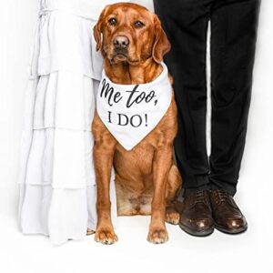 Dog Wedding Bandana for Large Dog – 23 x 23 in, Large, Embroidered Engagement Dog Bandana for Dogs with Stitched Edges & Cotton Drawstring Bag – Dog Wedding Gifts & Dog Clothes by Kendall Wags