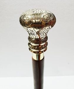 rs enterprises antique nautical vintage style designer brass handle brawn wooden walking stick cane