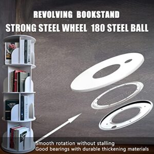 YGYQZ 4 Tier Rotating Display Bookshelf - 360 View Unique Revolving Storage Rack for Spinning Small Bookcase Great for Bedroom Living Room (4 Tier, White)