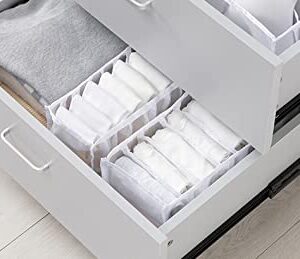 Domika 5pcs Wardrobe Clothes Organizer, Foldable Visible Closet Drawer Grid Storage Box , Portable Washable Storage Containers with Multiple Layers for Leggings, Jeans, T-shirts, Skirts (5PCS Set, White)