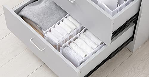 Domika 5pcs Wardrobe Clothes Organizer, Foldable Visible Closet Drawer Grid Storage Box , Portable Washable Storage Containers with Multiple Layers for Leggings, Jeans, T-shirts, Skirts (5PCS Set, White)