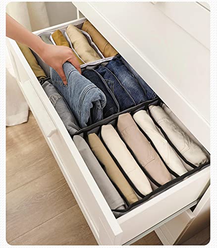 Domika 5pcs Wardrobe Clothes Organizer, Foldable Visible Closet Drawer Grid Storage Box , Portable Washable Storage Containers with Multiple Layers for Leggings, Jeans, T-shirts, Skirts (5PCS Set, White)