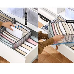 Domika 5pcs Wardrobe Clothes Organizer, Foldable Visible Closet Drawer Grid Storage Box , Portable Washable Storage Containers with Multiple Layers for Leggings, Jeans, T-shirts, Skirts (5PCS Set, White)