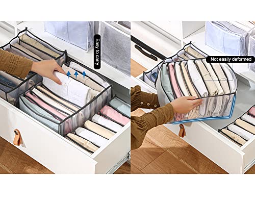 Domika 5pcs Wardrobe Clothes Organizer, Foldable Visible Closet Drawer Grid Storage Box , Portable Washable Storage Containers with Multiple Layers for Leggings, Jeans, T-shirts, Skirts (5PCS Set, White)