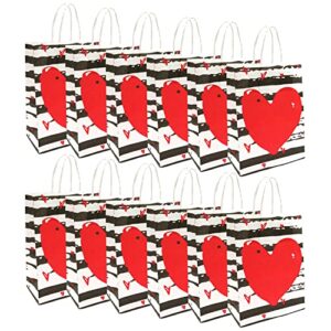 24 pieces valentines day paper bags gift bags valentine's day party kraft bags red color hearts bags with handle treat bags for kids wrapping holiday valentines day goody bags