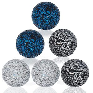 kesywale 2.4 inch small decorative orbs set of 6 glass mosaic sphere balls centerpiece glass globe for bowls, vases and dining table centerpieces decor (b)