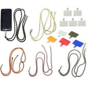 5packs Phone Lanyards Universal Cell Phone Lanyard with Adjustable Detachable Nylon Crossbody Neck Strap and Phone Tether, Phone Strap Compatible with iPhone Samsung and Most Smartphones (White Pad)