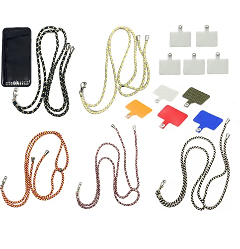 5packs Phone Lanyards Universal Cell Phone Lanyard with Adjustable Detachable Nylon Crossbody Neck Strap and Phone Tether, Phone Strap Compatible with iPhone Samsung and Most Smartphones (White Pad)