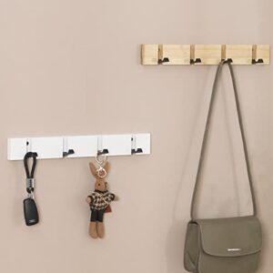 DXHAWRK Wall Mounted Floating Coat Rack Wooden Entryway Coat Hat Hanger Rack Rail with 5 Retractable Hooks Space-Saving for Clothes Towel Purse Robes The Entryway, Bathroom, Bedroom, Kitchen, Mudroom