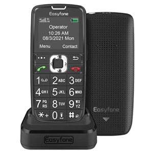 easyfone prime-a6 4g unlocked feature cell phone, easy-to-use clear sound big battery basic gsm mobile phone with an easy charging dock