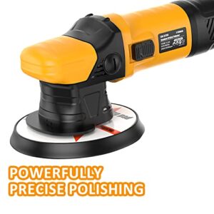 SHINEJACK Car Buffer Polisher, 750w Dual Action Polisher For Car Detailing, 9mm Long-Throw Orbital Polisher with 6-speed Adjustable (2500-6500r)