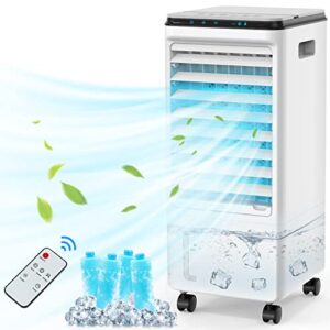 evaporative air cooler - aolos 3-in-1 portable air cooler & air conditioner fan w/remote, 3 speeds, 1.85-gal water tank, 7h timer & 40°oscillation, ultra quiet evaporative cooler for room home office