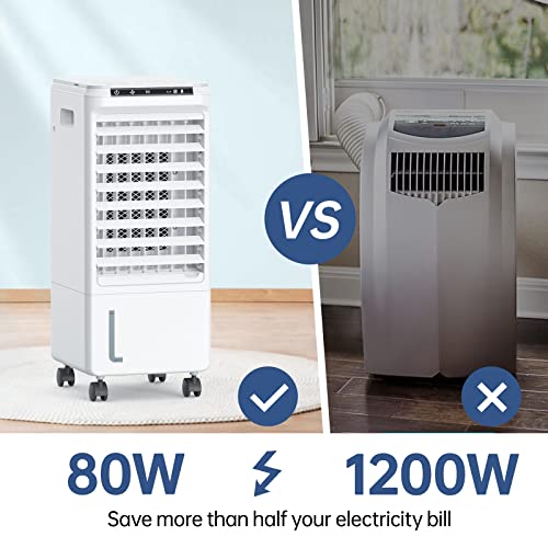 Evaporative Air Cooler - AOLOS 3-IN-1 Portable Air Cooler & Air Conditioner Fan w/Remote, 3 Speeds, 1.85-Gal Water Tank, 7H Timer & 40°Oscillation, Ultra Quiet Evaporative Cooler for Room Home Office