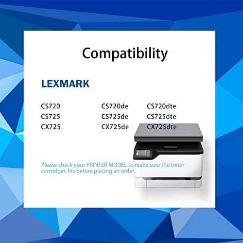 SANCTink Remanufactured Toner Cartridge Replacement for Lexmark CS725 CX725 CS720 CS720de CS720dte CS725de CS725dte CX725de CX725dte Printer 74C10K0 74C10C0 74C10M0 74C10Y0 (4 Pack)