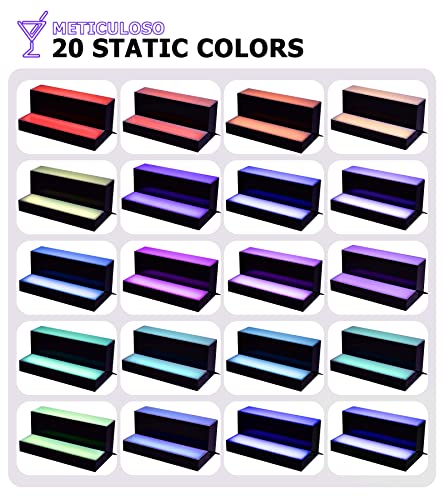 LED Lighted Liquor Bottle Display Shelf 24 inch 2 Step with LED Coaster for Home Commercial Bar, Acrylic Illuminated Bar Shelf with Remote,20 Static Colors, 22 Dynamic Modes (2 Step 24 inch)