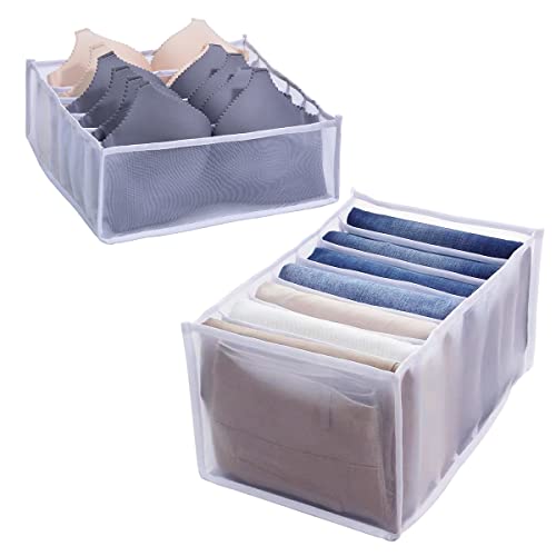 Chancemay Wardrobe Clothes Organizer,Closet Organizers and Storage with Multiple Layers,Wardrobe Clothes Organizer for Jeans,Underwear(White,2pcs).