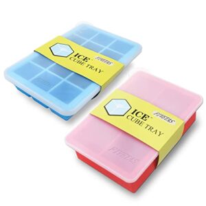 fivetas super thickness silicone ice tray.ice cube trays with lid which is spill-resistant and removable.bpa free and reusable.ice cube trays for cocktails,whisky,freezer.