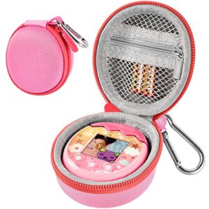 case compatible with tamagotchi pix/for tamagotchi on virtual pet, portable mini toy carrying storage bag cover with accessories mesh pocket (pink)